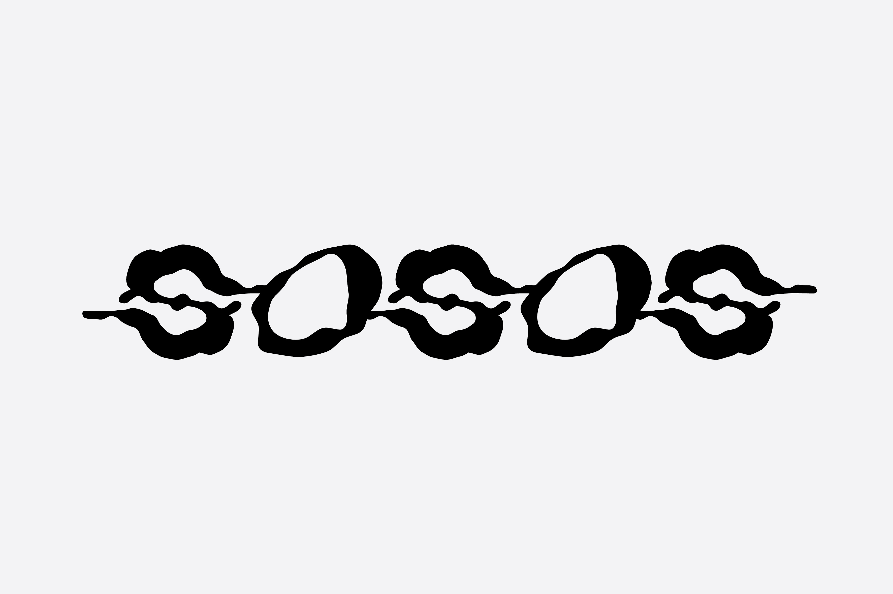 Design and production for and with SOSOS a dynamic wordmark and logo
formed by an abstrct depiction of two performers joining together to become a fixed paired unit
